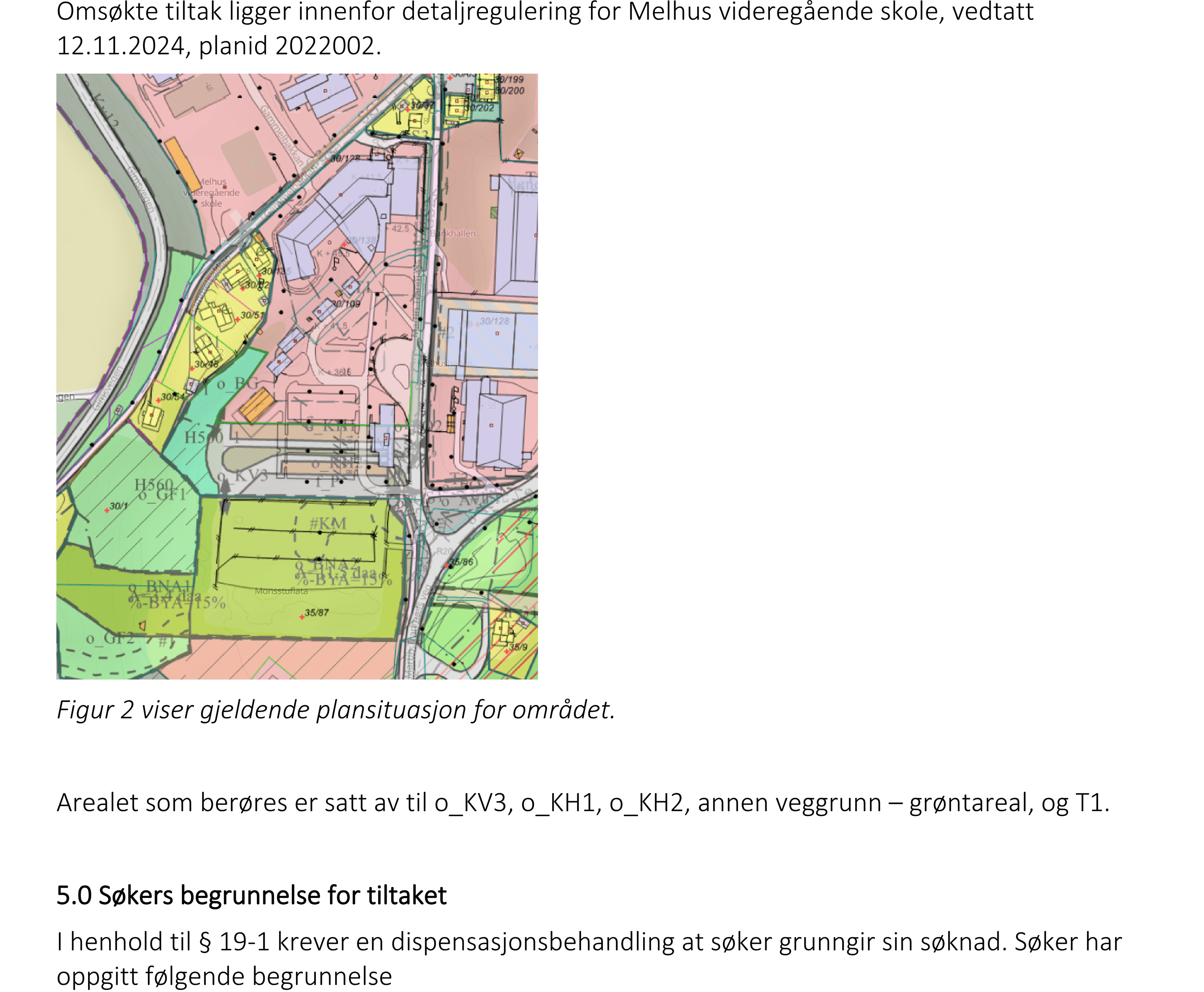 Plankart fra detaljreguleringsplan for Melhus videregående skole